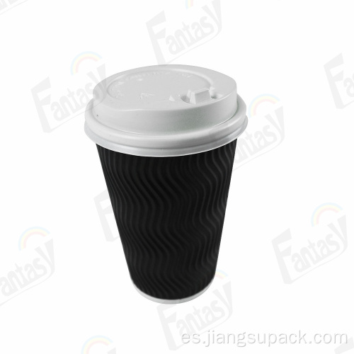 Copa de pared ondulada de 7 oz taza de café desechable estampada